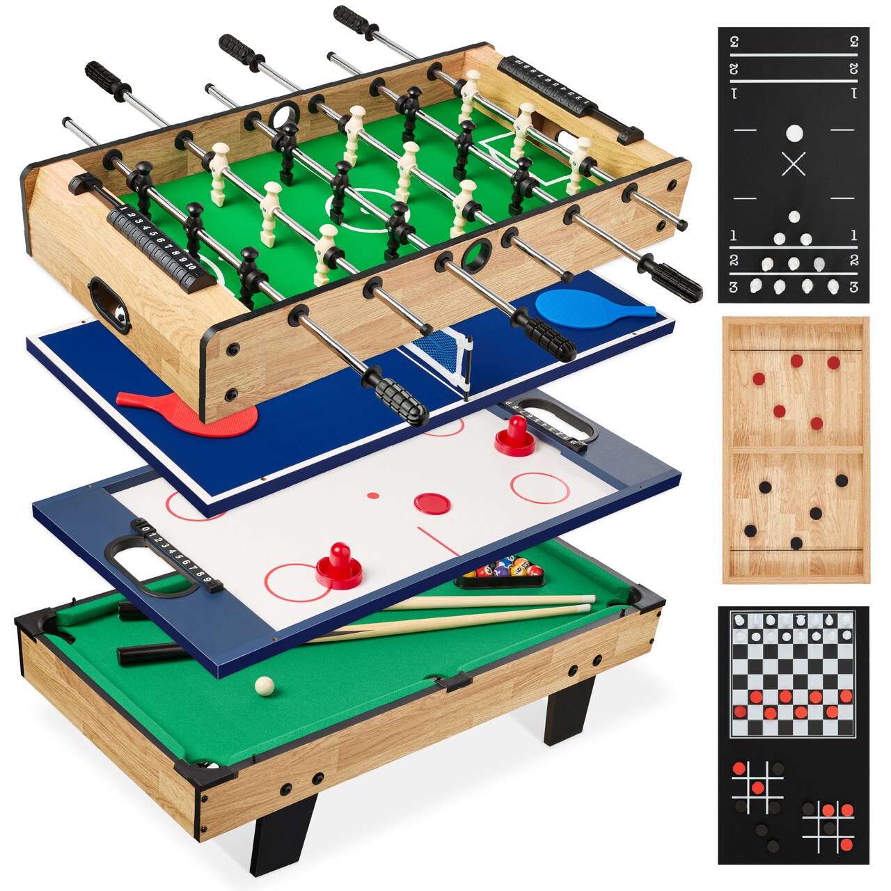 Best Choice Products 11-in-1 Kids Combo Game Set w/ Ping Pong, Foosball, Air Hockey, 5 Accessory Bags
